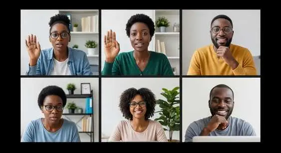 a group of black person coming together online and learning.